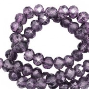 Top Glas Facett Glasschliffperlen 4x3mm rondellen Amethyst purple-pearl shine coating